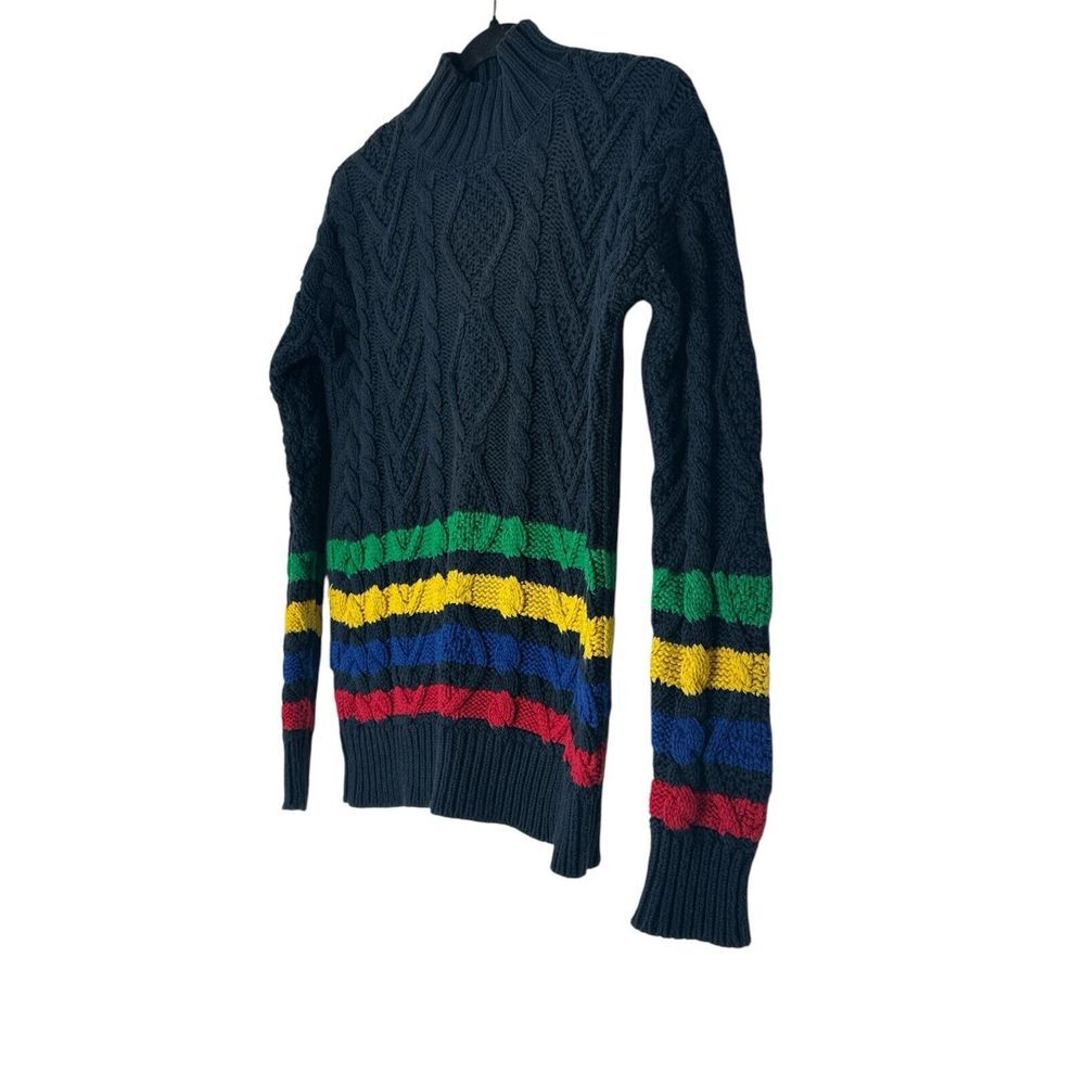 Lauren Ralph Lauren Sweater Top Women XS Cable Knit Striped Navy Blue Outdoor - Picture 8 of 9